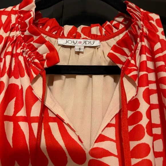 Joy Joy Tiered Trim Halter Dress in Red Rowan Size Small - Picture 4 of 9